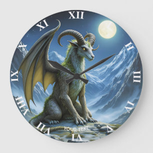 Fantasy Süßer Mythischer Widderdrache Große Wanduhr