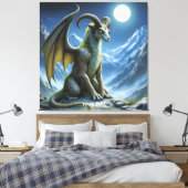 Fantasy Süßer Mythischer Widderdrache Leinwanddruck (Insitu (Schlafzimmer))