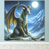 Fantasy Süßer Mythischer Widderdrache Leinwanddruck (Insitu (Holzboden))