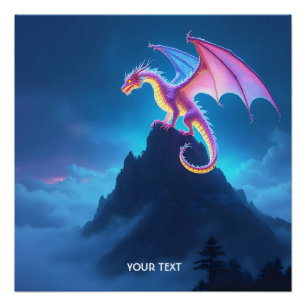 Fantasy Süßer Nebelverhangener Drache Poster