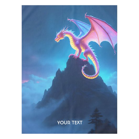 Fantasy Süßer Nebelverhangener Drache Tischdecke (Vorderseite)