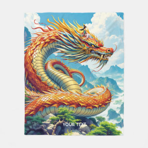Fantasy Süßer Oranger Drache Berge Fleecedecke
