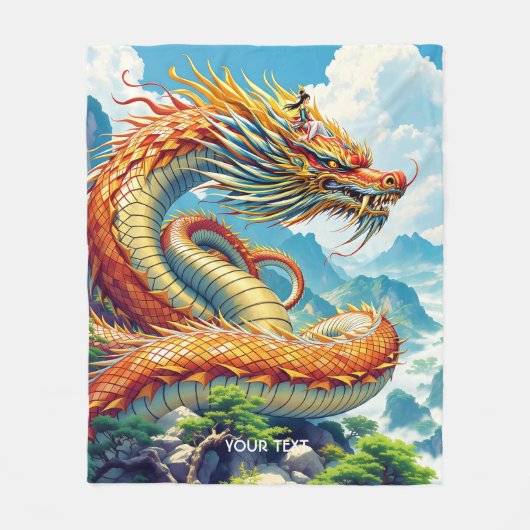 Fantasy Süßer Oranger Drache Berge Fleecedecke (Vorderseite)