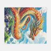 Fantasy Süßer Oranger Drache Berge Fleecedecke (Vorderseite (Horizontal))