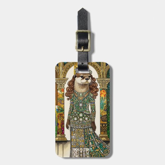 Fantasy Süßer Otter Art Deco Gepäckanhänger (Vorderseite vertikal)