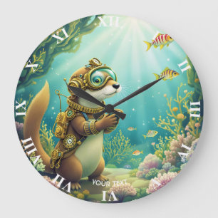 Fantasy Süßer Otter Steampunk-Anzug Große Wanduhr