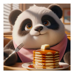 Fantasy Süßer Panda der Pfannkuchen isst Poster