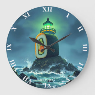 Fantasy Süßer Riesen-Sushi-Leuchtturm Große Wanduhr