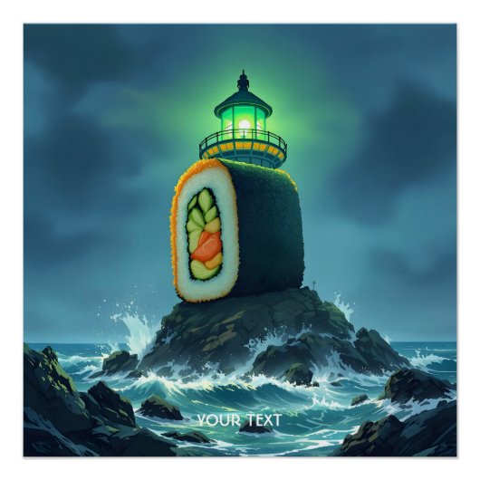 Fantasy Süßer Riesen-Sushi-Leuchtturm Poster (Vorderseite)