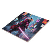 Fantasy Süßer Samurai Roter Panda Fliese (Seite)