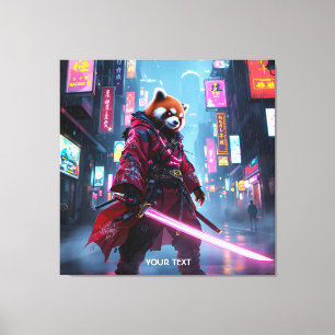 Fantasy Süßer Samurai Roter Panda Leinwanddruck