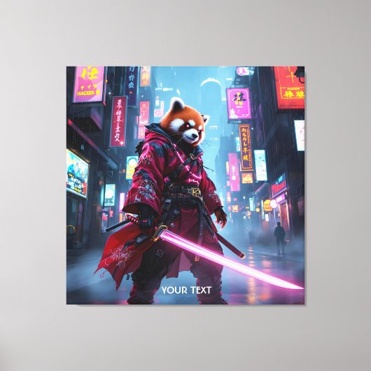 Fantasy Süßer Samurai Roter Panda Leinwanddruck (Vorderseite)