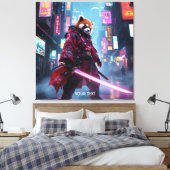 Fantasy Süßer Samurai Roter Panda Leinwanddruck (Insitu (Schlafzimmer))