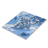 Fantasy Süßer Schneebaby Leopard Fliese (Seite)