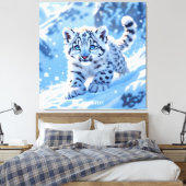 Fantasy Süßer Schneebaby Leopard Leinwanddruck (Insitu (Schlafzimmer))