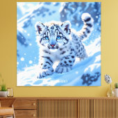 Fantasy Süßer Schneebaby Leopard Leinwanddruck (Insitu (Wohnzimmer))