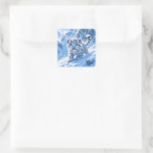 Fantasy Süßer Schneebaby Leopard Quadratischer Aufkleber (Tasche)