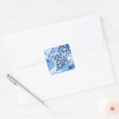 Fantasy Süßer Schneebaby Leopard Quadratischer Aufkleber (Umschlag)
