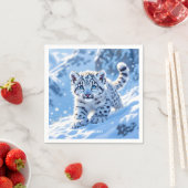 Fantasy Süßer Schneebaby Leopard Serviette (Beispiel)