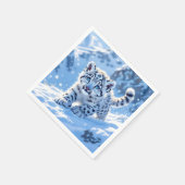 Fantasy Süßer Schneebaby Leopard Serviette (Ecke)