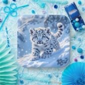 Fantasy Süßer Schneeleopard Baby Pappteller (Party)