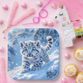Fantasy Süßer Schneeleopard Baby Pappteller (Party)