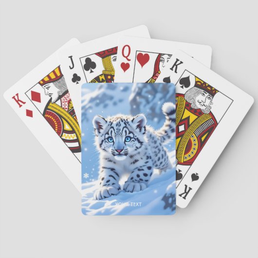 Fantasy Süßer Schneeleopard Baby Spielkarten (Rückseite)