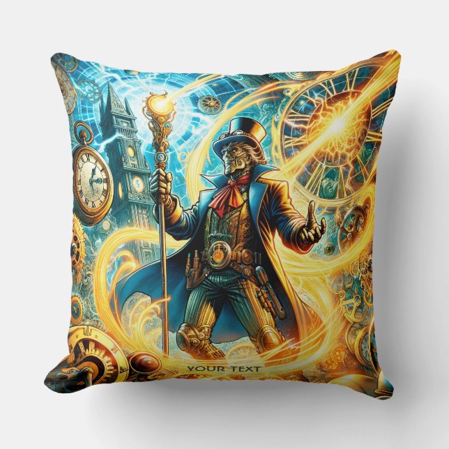 Fantasy Süßer Steampunk-Zeit-Zauberer Kissen (Vorderseite)