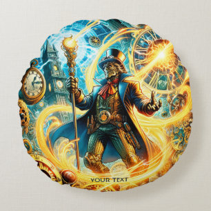 Fantasy Süßer Steampunk-Zeit-Zauberer Rundes Kissen