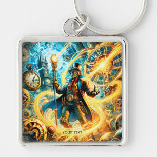 Fantasy Süßer Steampunk-Zeit-Zauberer Schlüsselanhänger