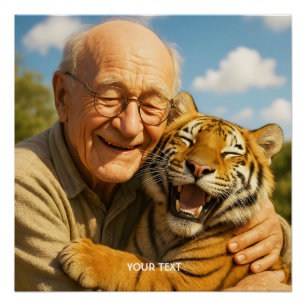 Fantasy Süßer Tiger Alter Mann Poster