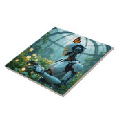 Fantasy Süßer Weiblicher Robotergarten Fliese (Seite)