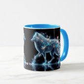 Fantasy Süßer Wolf Blaue Reflexion Tasse (VorderseiteRechts)