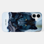 Fantasy Süßer Wolf Zwei Welpen iPhone Hülle (Rückseite (Horizontal))