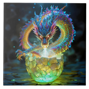 Fantasy Süßes Grünes Drachen-Ei Fliese
