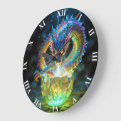 Fantasy Süßes Grünes Drachen-Ei Große Wanduhr (Winkel)