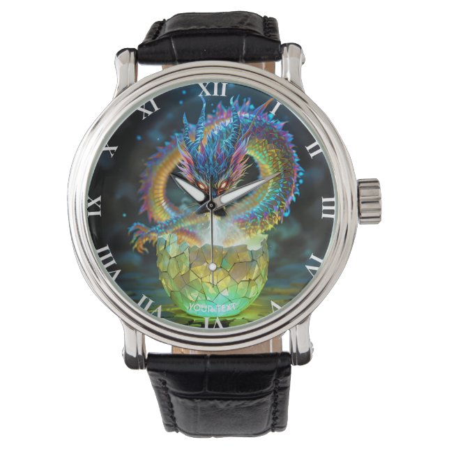 Fantasy süßes grünes Drachenei Armbanduhr (Vorderseite)