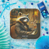 Fantasy Süßes Klavier Waschbär Spielend Pappteller (Party)