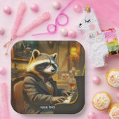 Fantasy Süßes Klavier Waschbär Spielend Pappteller (Party)