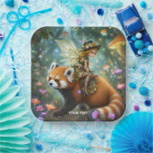 Fantasy süßes Mädchen reitet auf einem Panda Pappteller (Party)