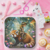Fantasy süßes Mädchen reitet auf einem Panda Pappteller (Party)