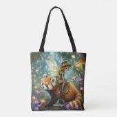 Fantasy süßes Mädchen reitet auf einem Panda Tasche (Rückseite)