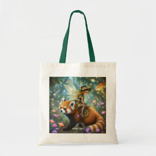 Fantasy süßes Mädchen reitet auf einem Panda Tragetasche