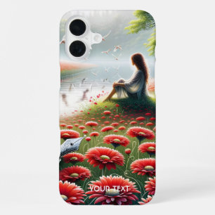 Fantasy süßes Mädchen rote Blumen iPhone 16 Plus Hülle