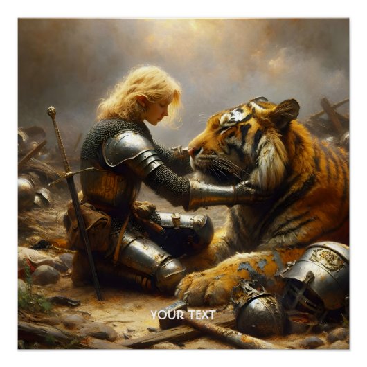 Fantasy süßes Mädchen verwundeter Tiger Poster (Vorderseite)