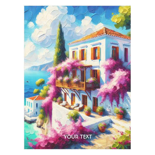 Fantasy süßes Meer-Villa-Haus Tischdecke (Vorderseite)