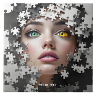 Fantasy süßes Puzzle Mädchen Gesicht  Fliese