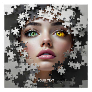 Fantasy süßes Puzzle Mädchen Gesicht  Poster