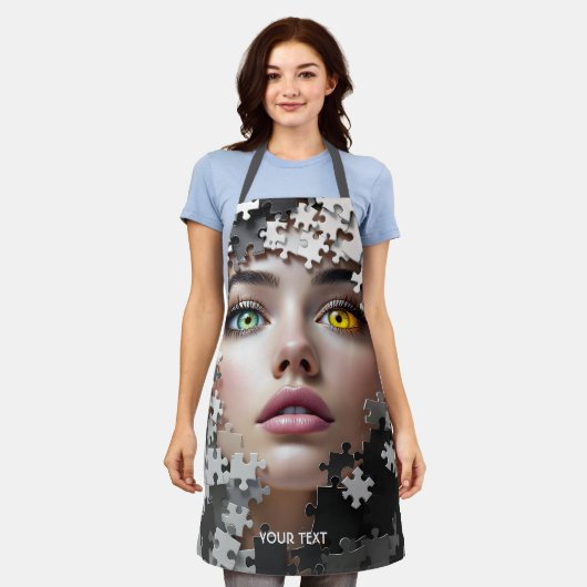 Fantasy süßes Puzzle Mädchen Gesicht Schürze (Getragen)