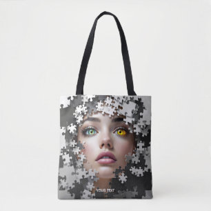 Fantasy süßes Puzzle Mädchen Gesicht Tasche